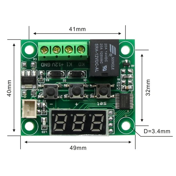 DC 12V Mini Termostat Sıcaklık Kontrol Devresi -50-110C - Resim 4