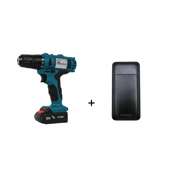 Catpower E5102 20V 1.5Ah Li-ion Çift Akülü Matkap Vidalama  + Akdeniz Taşınabilir Şarj Cihazı (Model: S125Q) ürün görseli 1