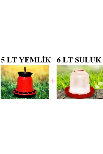 Yemlik + Suluk 2' Li Set 5 Lt Yemlik + 6 Lt Suluk Tavuk Yemliği Tavuk Suluğu Kuş Ve Kanatlı Hayvan ürün görseli 1