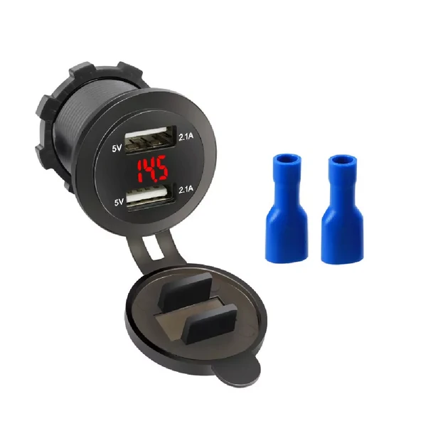 Voltmetreli USB Portu 4.2A 12V 24V Kırmızı Led Işıklı ürün görseli 1