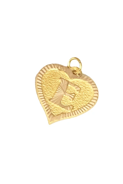 0.25 Gram 14 Ayar E Harfi Kalp Kolye Ucu - Resim 2