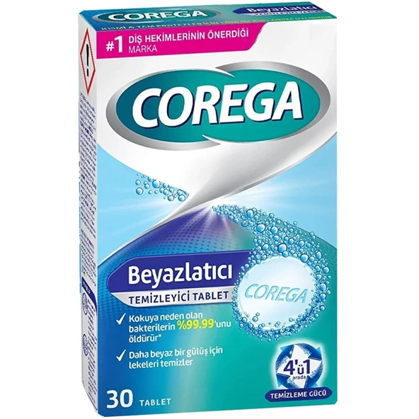 Corega Diş Protezi Beyazlatıcı Temizleyici 30 Tablet ürün görseli 1