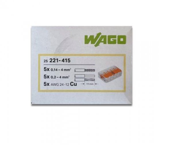Wago 221-415  5li Yaylı Tırnaklı Klemens  4mm 25 Adet Kutu ürün görseli 1