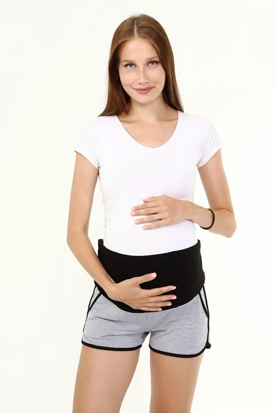 Luvmabelly MYRA8521 - Gri Hamile Spor Şortu ürün görseli 1