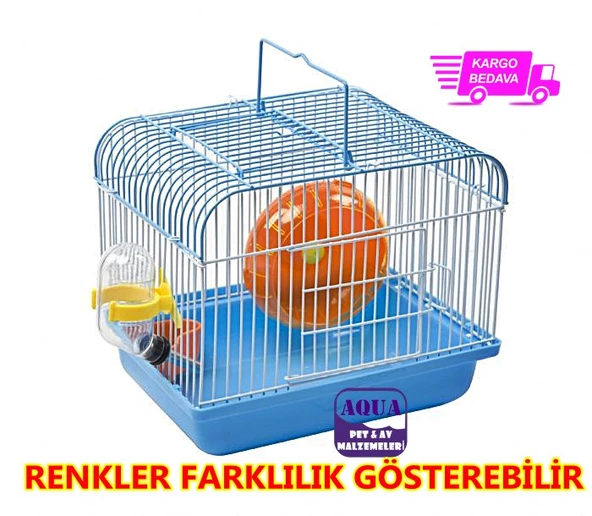 Hamster Kafesi 27x17x19 cm Yemlik Suluk Çemberli Hamster Kafesi ürün görseli 1
