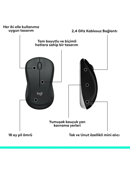 Logitech MK540 ADVANCED Kablosuz Türkçe Klavye Mouse Seti - Siyah - Resim 4