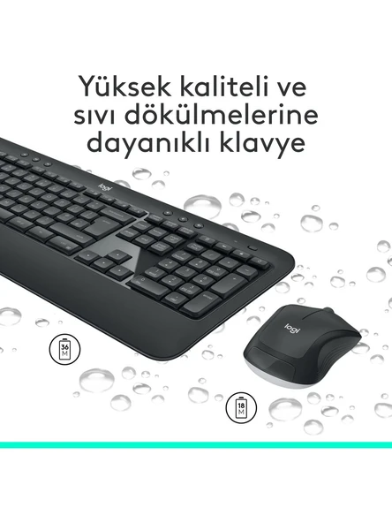 Logitech MK540 ADVANCED Kablosuz Türkçe Klavye Mouse Seti - Siyah - Resim 6