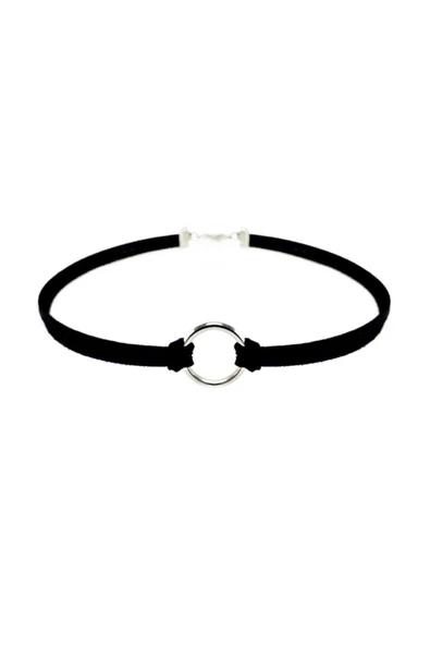 Siyah Renk Süet Kadın Round Choker Kolye ürün görseli 1