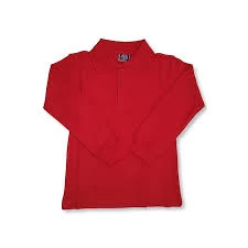 koyu kırmızı uzun Kol Okul Tişört/T-Shirt polo yaka pamuklu ürün görseli 1