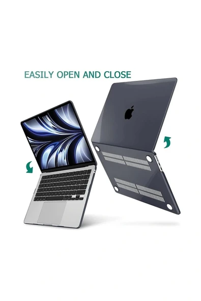 MacBook Air M2 13.6 A2681 2022 Kristal Siyah Kılıf Kapak Koruma ürün görseli 1