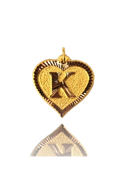 0.25 Gram 14 Ayar K Harfi Kalp Kolye Ucu ürün görseli 1