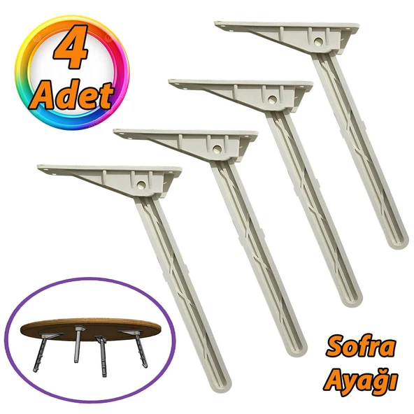 4 Adet Katlanabilir Beyaz Yer Sofra Ayağı Katlanır Yer Sofrası Sini Altı Plastik Ayak 22 Cm ürün görseli 1
