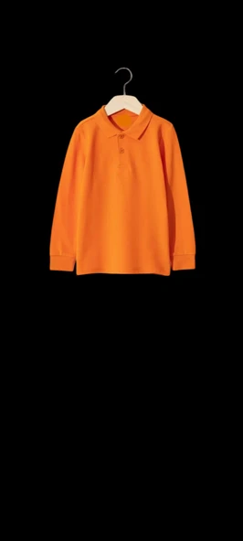 turuncu uzun Kol Okul Tişört/T-Shirt polo yaka pamuklu ürün görseli 1