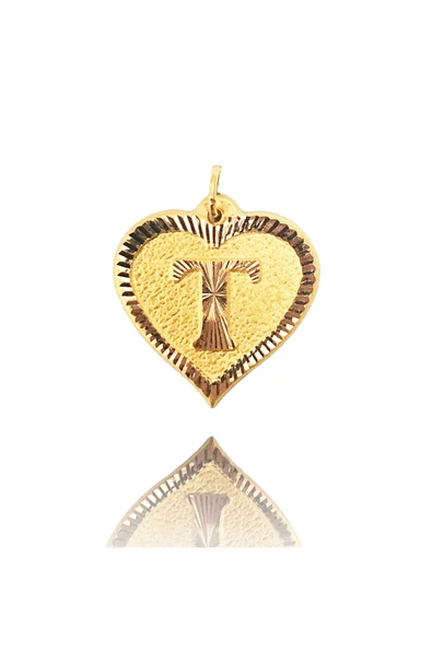 0.25 Gram 14 Ayar T Harfi Kalp Kolye Ucu ürün görseli 1