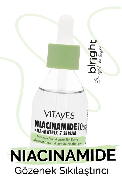 VITAYES Leke Karşıtı Gözenek Sıkılaştırıcı Niacinamide %10 Ve Hyalüronik Asit Cilt Bariyeri Yüz Serum 30ml ürün görseli 1
