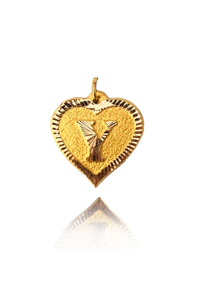 0.25 Gram 14 Ayar Y Harfi Kalp Kolye Ucu ürün görseli 1
