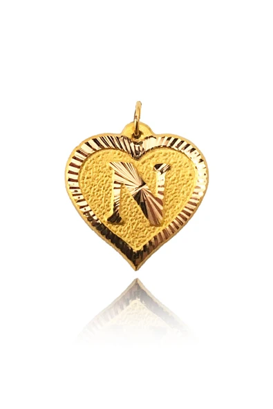 0.25 Gram 14 Ayar N Harfi Kalp Kolye Ucu ürün görseli 1