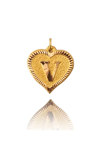 0.25 Gram 14 Ayar V Harfi Kalp Kolye Ucu ürün görseli 1
