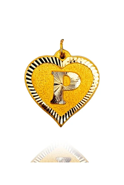 0.25 Gram 14 Ayar P Harfi Kalp Kolye Ucu ürün görseli 1