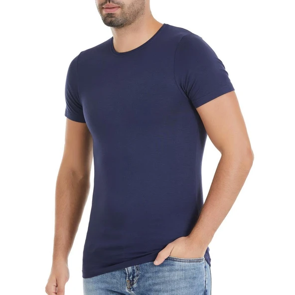 3 Adet Yıldız Erkek Bambu Kısa Kollu T-Shirt Fanila Lacivert 477 ürün görseli 1