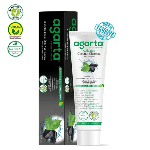 AGARTA DOĞAL DİŞ MACUNU AKTİF KARBONLU 100 ML. ürün görseli 1
