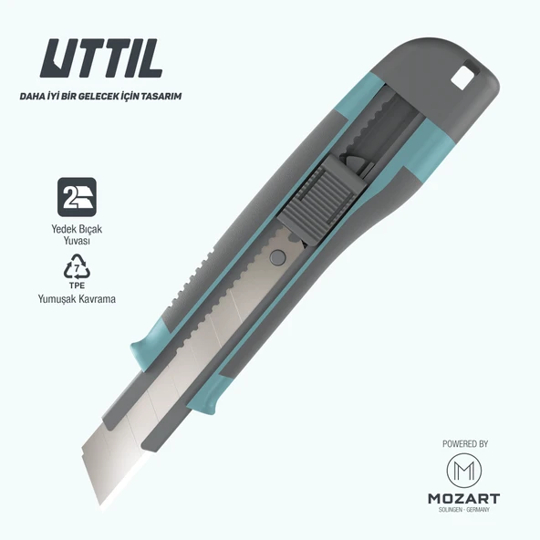 UTTIL NMUK09 1+1 Yedekli Geliştirilmiş Ergonomi 18 mm Kaymaz Gövde Tutuşlu Maket Bıçağı ürün görseli 1