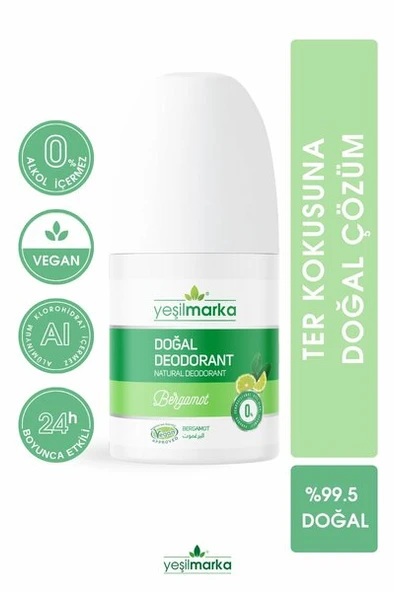 YEŞİL MARKA DOĞAL DEODORANT - BERGAMOT KOKULU 50 ML ürün görseli 1