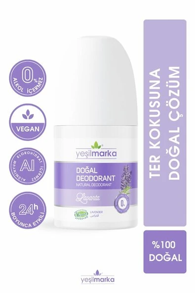 YEŞİL MARKA DOĞAL DEODORANT - LAVANTA KOKULU 50 ML ürün görseli 1