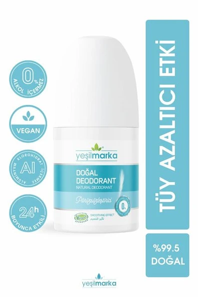 YEŞİL MARKA DOĞAL DEODORANT - PÜRÜZSÜZLEŞTİRİCİ (TÜY AZALTICI) 50 ML ürün görseli 1