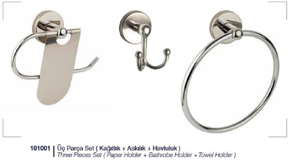 PRİMA 3 PARÇA SET KROM ürün görseli 1