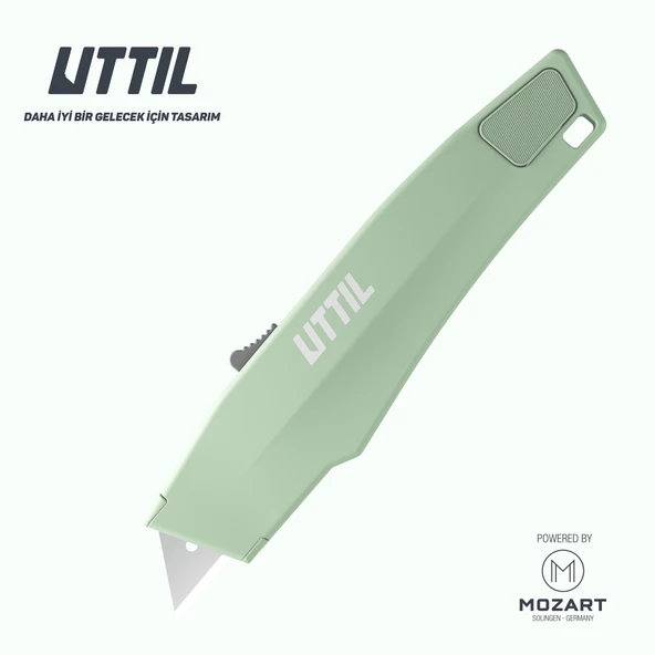 UTTIL PRUK06 Güçlü Vidasız Gövdeli Otomatik Geri Çekmeli Trapezoid Bıçaklı Güvenlik Maket Bıçağı ürün görseli 1