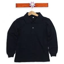 siyah uzun Kol Okul Tişört/T-Shirt polo yaka pamuklu ürün ürün görseli 1