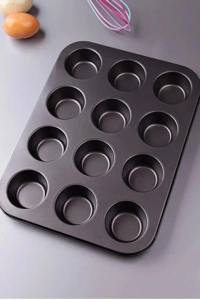 12 li Muffin Kek kalıbı , Cupcake - Browni Kabı Kalıbı ürün görseli 1