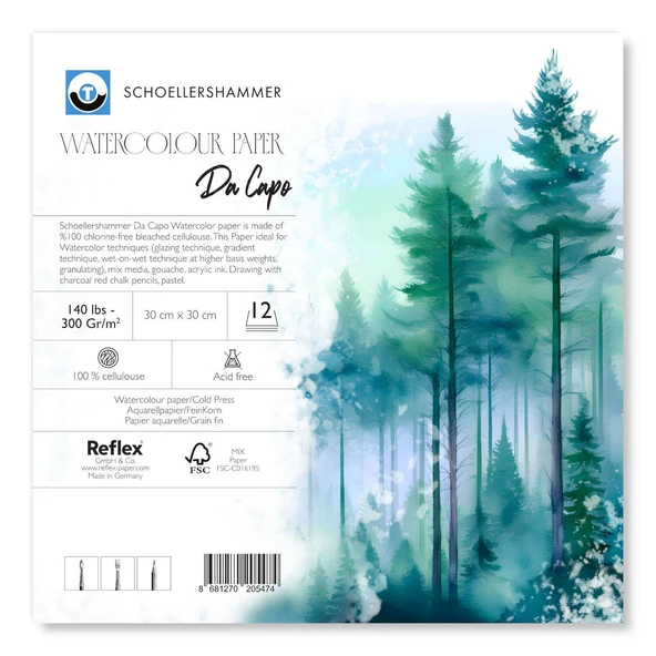 Schoellershammer Da Capo Cold Press Suluboya Defteri 300 gr 30x30 cm 12 Yaprak ürün görseli 1