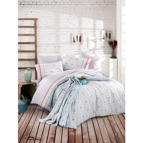 Cotton Life Çift Kişilik Pike Takımı Amie Mavi ürün görseli 1