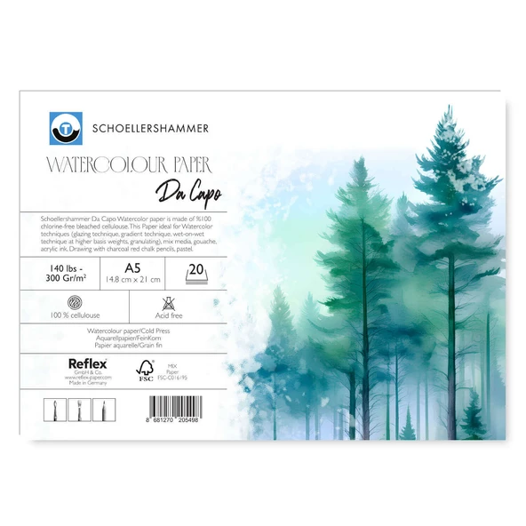 Schoellershammer Da Capo Cold Press Ciltli Suluboya Defteri 300 gr A5 20 Yaprak ürün görseli 1