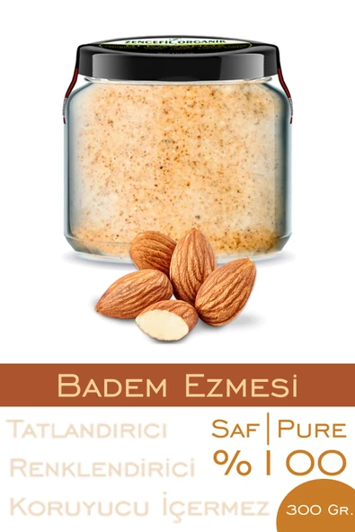 %100 Saf Badem Ezmesi Şeker İlavesiz Bi Kavanoz 330 cc. Cam Kavanozda Katkısız Yerli Badem Ezmesi ürün görseli 1