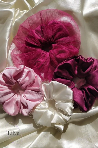 KADIN SATEN TÜLLÜ SCRUNCHİE TOKA SETİ - Resim 2