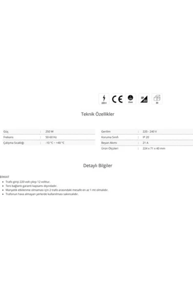 Ct-2577 21 Amper Şerit Led Trafosu 250W Slim Model 3 Çip ürün görseli 1