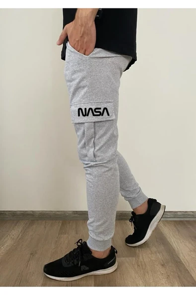 Nasa Baskılı Paçası Lastikli Kargo Cepli Eşofman Altı ürün görseli 1