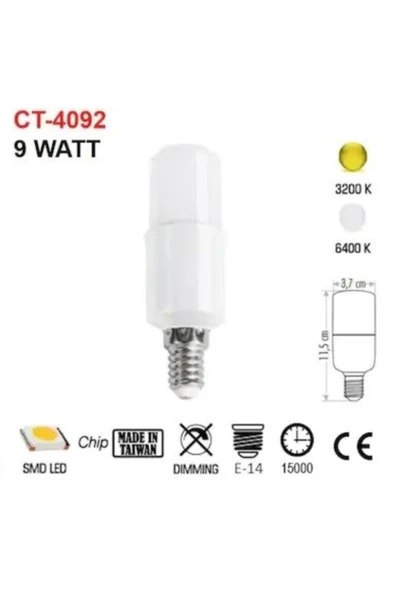 Ct-4092 9w Led Ampul E-14 Beyaz - Resim 2