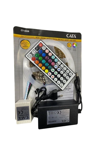 Ct-4558 Rgb Şerit Led Seti ( 5 Mt Rgb Led 352 Renk - Trafo - Rgb Kumanda ) ürün görseli 1