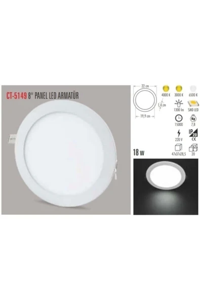 10 Adet 18 Watt Slim Led Panel Gün Işığı - Resim 3