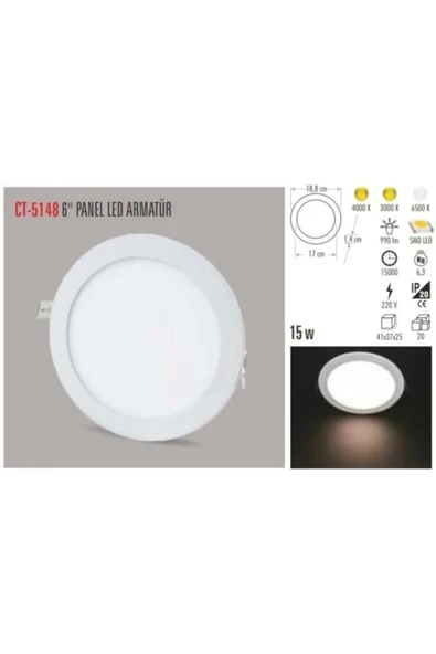 10 Adet 15 watt Slim Led Panel Gün Işığı - Resim 3