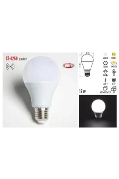 Ct-4259 Sensörlü Led Ampul (12w) ürün görseli 1