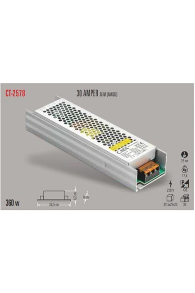 Ct-2578 30a Slim Led Trafosu ürün görseli 1