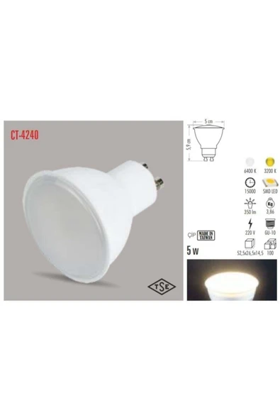 5 Watt Led Ampul (gu10) Beyaz Işık - Resim 4