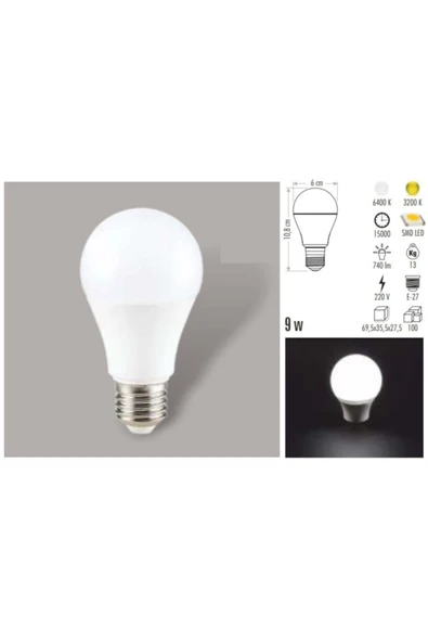 Led Ampul e27 Gün Işığı 9 Watt - Resim 2