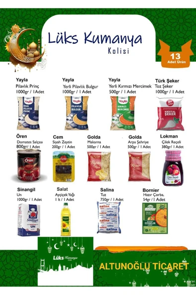 Yayla  Lüks kumanya erzak kolisi Ramazan paketi 13 ürün 9 kg ürün görseli 1