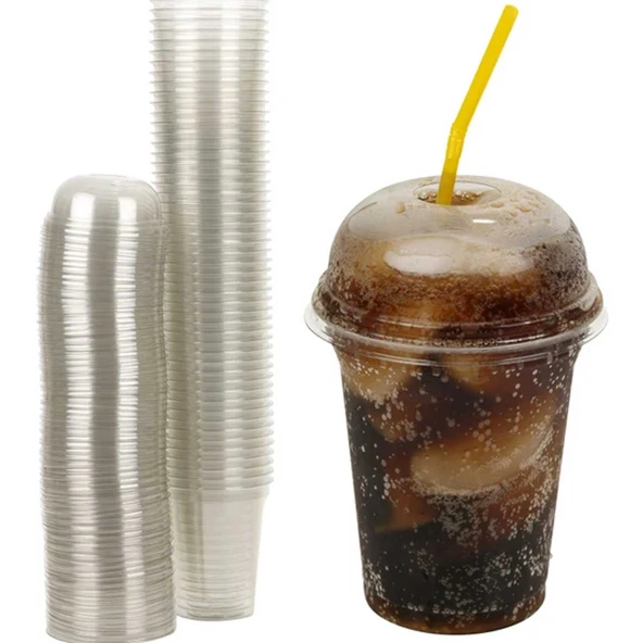 Pet Plastik Limonata Milkshake Bardağı Bombe Kapaklı 350 CC (25 Adet) ürün görseli 1